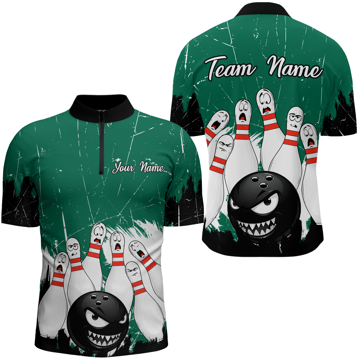 Green Bowling Jersey Men And Women Custom Funny Bowling Shirts Unisex Polo Bowling Team Shirt CP15