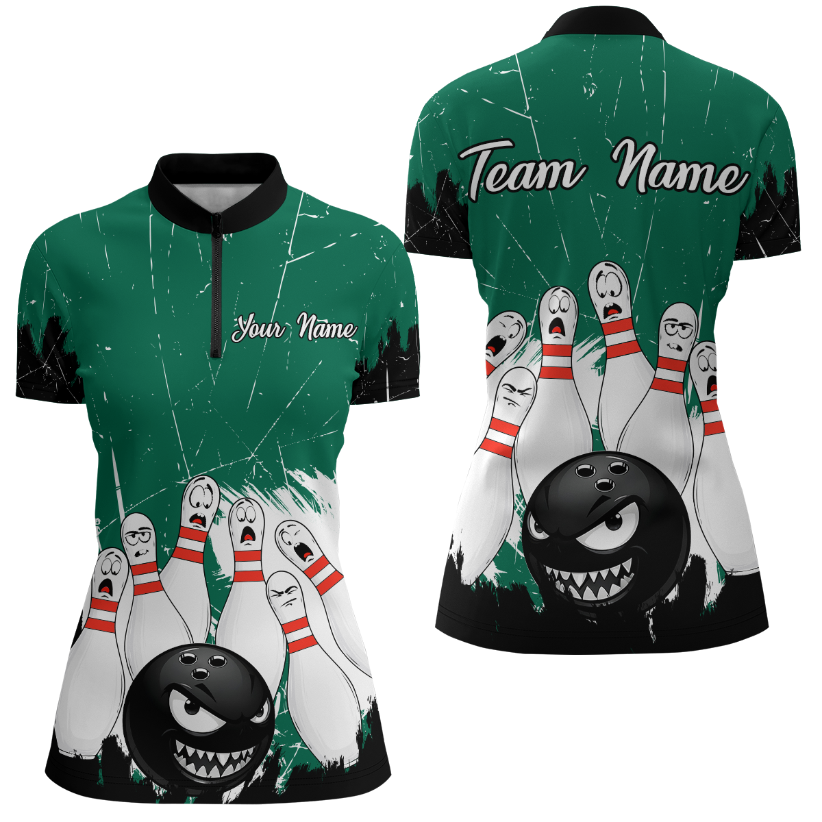 Green Bowling Jersey Men And Women Custom Funny Bowling Shirts Unisex Polo Bowling Team Shirt CP15