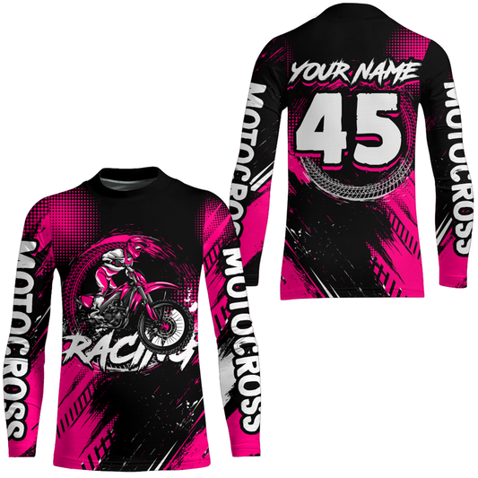 Custom Dirt Bike Pink Jersey Motocross Jersey Upf30+ Mens Women Motocross Shirt| CTP22
