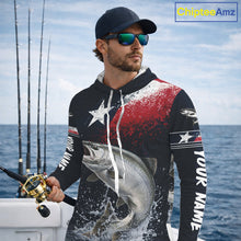 Load image into Gallery viewer, Custom Vintage Chinook Salmon Long Sleeve Hooded Patriotic Fishing Shirt For Men, Salmon Texas Flag Fishing Shirt NHT765