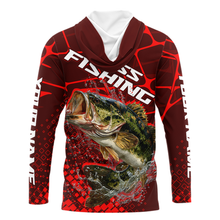 Load image into Gallery viewer, Largemouth Bass Fishing, Fishing Shirts Long Sleeve Hooded UPF Scale, Fishing Gift |Red NHT391