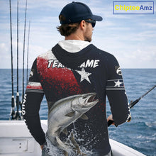 Load image into Gallery viewer, Custom Vintage Chinook Salmon Long Sleeve Hooded Patriotic Fishing Shirt For Men, Salmon Texas Flag Fishing Shirt NHT765