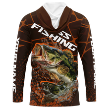 Load image into Gallery viewer, Largemouth Bass Fishing, Fishing Shirts Long Sleeve Hooded Scale, Fishing Gift | Orange NHT393