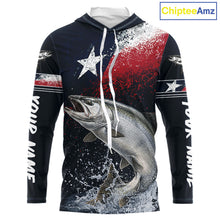Load image into Gallery viewer, Custom Vintage Chinook Salmon Long Sleeve Hooded Patriotic Fishing Shirt For Men, Salmon Texas Flag Fishing Shirt NHT765