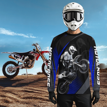 Load image into Gallery viewer, Custom Blue Motocross Shirts Racing Jersey UPF30+ Dirt Bike Jersey Kid Men Women DNT07