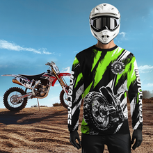 Load image into Gallery viewer, Personalized Green Motocross Racing Jersey Men Women Kid Upf30+ Dirt Bike Jersey Shirt Racing Jersey DNT03