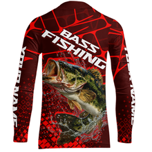 Load image into Gallery viewer, Largemouth Bass Fishing, Kid Fishing Shirts Long Sleeve Scale, Fishing Gift |Red NHT391