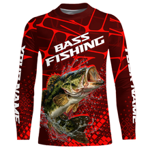 Load image into Gallery viewer, Largemouth Bass Fishing, Kid Fishing Shirts Long Sleeve Scale, Fishing Gift |Red NHT391