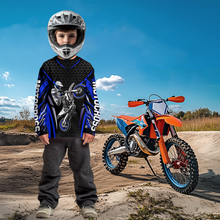 Load image into Gallery viewer, Custom Blue Motocross Shirts Racing Jersey UPF30+ Dirt Bike Jersey Kid Men Women DNT08