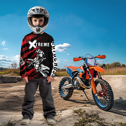 Custom Red Motocross Jersey Racing Shirts UPF30+ Dirt Bike Jersey Kid Men Women DNT09