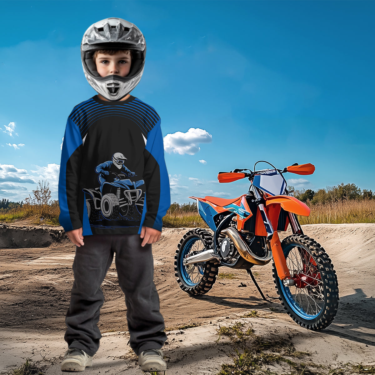 Custom ATV Racing Jersey Blue ATV Riding Shirt Quad ATV Jersey for Men Kid Women MX111