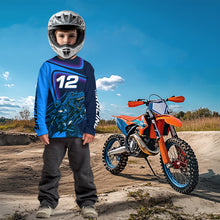 Load image into Gallery viewer, Dinosaur Motocross Jersey Custom Blue Dirt Bike Jersey for Women Men Kid Upf30+ XM366