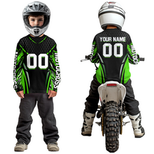 Load image into Gallery viewer, Green Dirt Bike Jersey Off-Road Shirt Custom Youth Motocross Jersey UPF30+ Kid Men Women DNT82