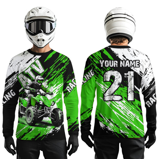 Green Atv Motocross Jersey Custom Off-Road Quad Bike Shirt For Men Women Kid Youth Mx Dirt Bike NHN006