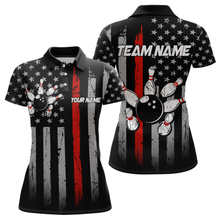 Load image into Gallery viewer, US Red Flag Bowling Shirt for Women Custom Name Polo &amp; Quarter-Zip Bowling Jersey Bowling Team Shirt HNT23