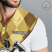 Load image into Gallery viewer, Funny Golf Ball Pattern Argyle Mens Golf Polo Shirts Custom Golf Outfits Men, Green Golf Tops NHT786