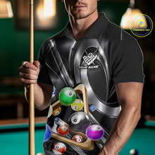 Load image into Gallery viewer, Custom Ball Pool Shirts Grey Billiard Shirt for Men Billiard Team Jersey Billiard League NNT180