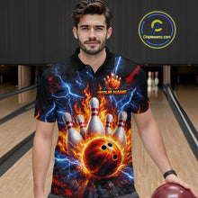 Load image into Gallery viewer, Flaming and Lightning Bowling Shirts for Team Women Men Bowling Polo &amp; 1/4 Zip Shirt MBL242