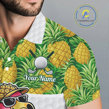 Load image into Gallery viewer, Golfing Flamingo Mens Funny Golf Polo Shirt Custom Yellow Pattern Pineapple Golf Ball Clothes Shirts NHT739
