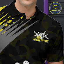 Load image into Gallery viewer, Custom Yellow Funny Bowling Shirt Crazy Bowling Jersey Men Polo &amp; 1/4 Zip Bowling Outfit QZT785