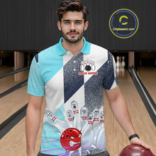 Load image into Gallery viewer, Blue Bowling Shirts for Team Women Men Custom Bowling Polo and 1/4 Zip Shirt MBL226