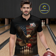 Load image into Gallery viewer, Custom Custom American Eagle Bowling Shirt for Men Polo &amp; Quarter-Zip Bowling Jersey Bowling Outfit QZT779