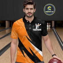 Load image into Gallery viewer, Custom Orange Bowling Custom Men Bowling Shirt Polo &amp; Quarter-Zip Bowling Team Jerseys HNT75