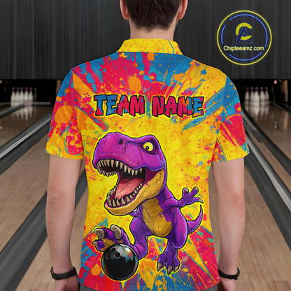 Custom Graffiti Dinosaur Bowling Jersey for Men Unisex Bowling Shirts for Team Polo & 1/4 Zip HNT240