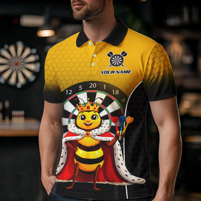 Custom Funny King Bee Dart Shirt Dart Team Jersey for Men Dartboard Polo & 1/4 Zip Shirts NNT164