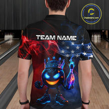 Load image into Gallery viewer, Custom American Flag Bowling Shirt Hero Bowling Ball Pin Polo &amp; 1/4 Zip Bowling Jersey for Men QZT800