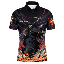 Load image into Gallery viewer, Custom Grim Reaper Flame Bowling Jersey for Men Bowling Team Shirts Polo &amp; 1/4 Zip HNT193