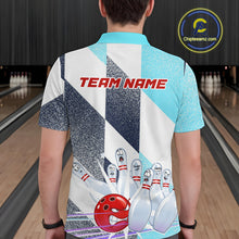 Load image into Gallery viewer, Blue Bowling Shirts for Team Women Men Custom Bowling Polo and 1/4 Zip Shirt MBL226