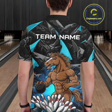 Load image into Gallery viewer, Custom Turquoise Funny Horse Bowling Jersey for Men Bowling Team Shirts Bowling League Polo &amp; 1/4 Zip HNT183