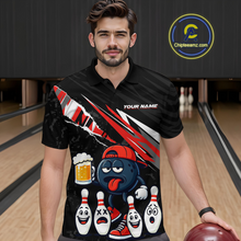 Load image into Gallery viewer, Custom Red Beer Bowling Jersey for Men Bowling Team Shirts Bowling Uniform Polo &amp; 1/4 Zip HNT133