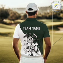 Load image into Gallery viewer, Green White Funny Golf Ball Pattern Mens Golf Polo Shirts Custom Golf Outfits Men, Green Golf Tops NHT785