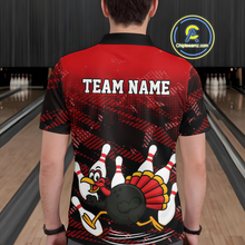 Load image into Gallery viewer, Custom Red Funny Turkey Bowling Jersey for Men Thanksgiving Bowling Team Shirts Polo &amp; 1/4 Zip HNT125