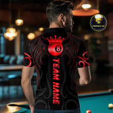 Load image into Gallery viewer, Black And Red 8 Ball Crown Tribal Billiard Shirt For Men Custom Pool Jersey Billiard Team Shirt TDM4725