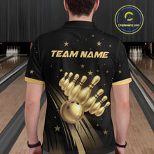 Load image into Gallery viewer, Custom Black and Gold Bowling Jersey for Men Bowling Team Shirts Bowling Uniform Polo &amp; 1/4 Zip HNT176