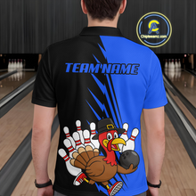 Load image into Gallery viewer, Blue Turkey Bowling Shirts for Women Men Team Custom Bowling Jerseys Thanksgiving MBL180