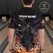 Load image into Gallery viewer, Custom Grim Reaper Flame Bowling Jersey for Men Bowling Team Shirts Polo &amp; 1/4 Zip HNT193