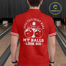 Load image into Gallery viewer, Funny red and white argyle retro Bowling Shirt for men Custom Does this shirt make my balls look big NQS10611