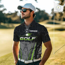 Load image into Gallery viewer, Black Camo Mens golf polo shirts custom golf attire for mens, golfing gifts | Green NQS9995
