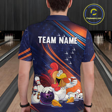Load image into Gallery viewer, Funny Chicken Polo Bowling Shirt for Men Custom Bowling Jersey 1/4 Zip Bowling Outfit QZT826