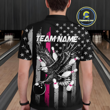 Load image into Gallery viewer, Custom Pink US Flag Eagle Bowling Jersey for Men Bowling Team Shirts Polo &amp; 1/4 Zip HNT119