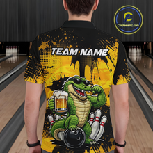 Load image into Gallery viewer, Custom Beer Alligator Bowling Jersey for Men Bowling Polo &amp; 1/4 Zip Bowling Team Shirts HNT271