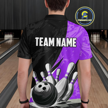 Load image into Gallery viewer, Custom Purple Bowling Custom Men Bowling Shirt Polo &amp; Quarter-Zip Bowling Team Jerseys HNT75