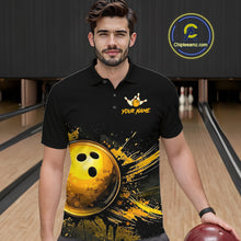 Load image into Gallery viewer, Custom Black &amp; Gold Bowling Shirt for Men Bowling Team Jersey Bowling Outfit Polo &amp; Quarter-Zip QZT988