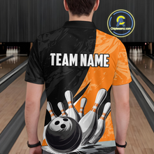 Load image into Gallery viewer, Custom Orange Bowling Custom Men Bowling Shirt Polo &amp; Quarter-Zip Bowling Team Jerseys HNT75