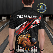 Load image into Gallery viewer, Custom Red Funny Turkey Bowling Jersey for Men Thanksgiving Bowling Shirts Polo &amp; 1/4 Zip HNT117