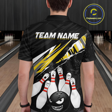Load image into Gallery viewer, Custom Yellow Funny Bowling Jersey for Men Bowling Uniform Polo &amp; 1/4 Zip Bowling Team Shirts HNT128
